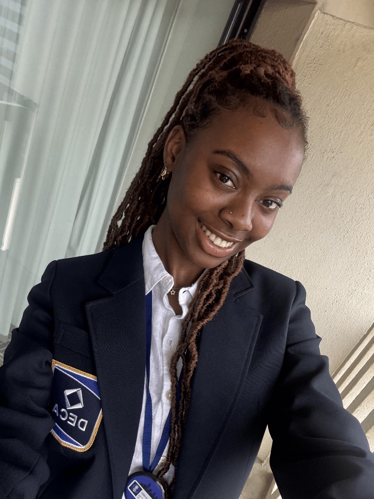Kori in DECA blazer